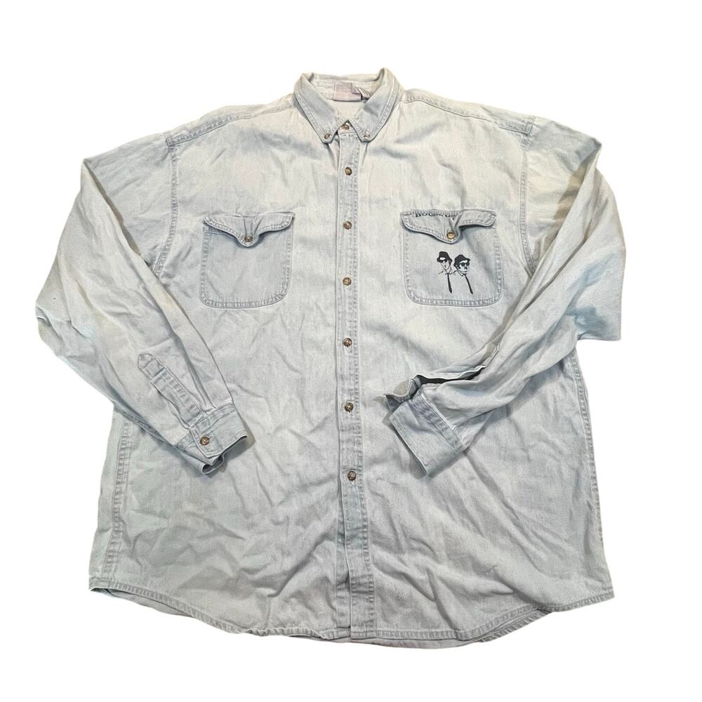 Vintage House of Blues French Quarter Shirt Men XL Light Blue Button Up Logo